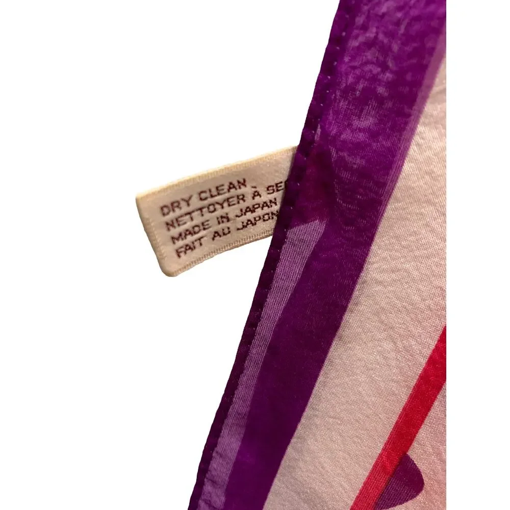 Anne Klein Vera Neumann Silk Scarf | Pink Purple Ivory Long Signed Scarf